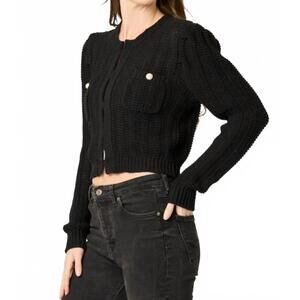 NEW BTB LOS ANGELES jade long sleeve cardigan in black